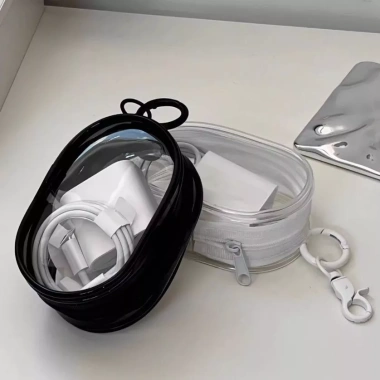 Cáp Dữ Liệu PVC Trong Suốt - Túi Bảo Quản Chống Thấm, Bảo Vệ Tai Nghe & Sạc Du Lịch