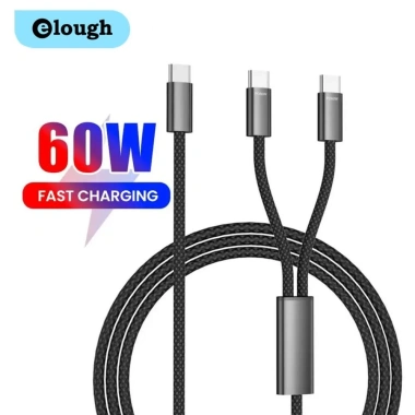 Cáp Elough 2in1 USB-C PD 60W - Sạc nhanh, truyền dữ liệu, C kép cho LIP15/16, Xiaomi - 109.890 VND