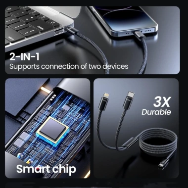 Cáp Elough 2in1 USB-C PD 60W - Sạc nhanh, truyền dữ liệu, C kép cho LIP15/16, Xiaomi - 109.890 VND