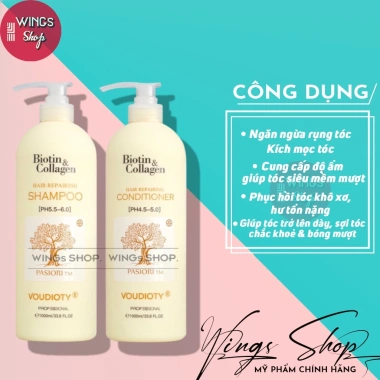 Cặp Gội Xả Biotin Collagen 500ml-1.000ml Giảm Rụng Tóc, Ngăn Gàu, Kiềm Dầu, Khô Xơ - 189.000₫