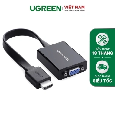Cáp HDMI sang VGA dẹt UGREEN MM103 Audio 3.5mm và Micro USB, giá 209.000 VND