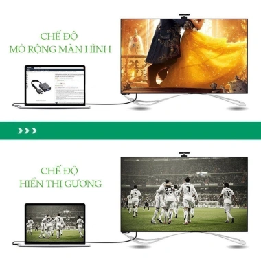 Cáp HDMI sang VGA dẹt UGREEN MM103 Audio 3.5mm và Micro USB, giá 209.000 VND