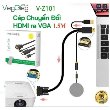 Cáp HDMI to VGA Ugreen 30.449 - Hỗ trợ 1.920x1.080P@60Hz, Giá chỉ 235.000₫