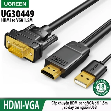 Cáp HDMI to VGA Ugreen 30.449 - Hỗ trợ 1.920x1.080P@60Hz, Giá chỉ 235.000₫ 9 Cáp HDMI to VGA Ugreen 30.449 - Hỗ trợ 1.920x1.080P@60Hz, Giá chỉ 235.000₫ 9