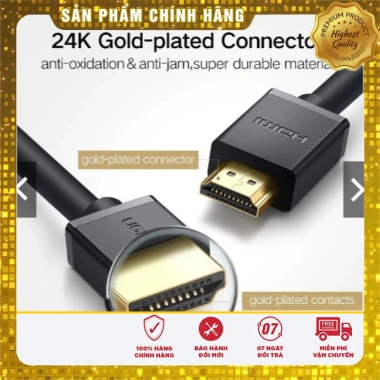 Cáp HDMI Ugreen 2.0 tốc độ cao 0.5-10m Cổng Mạ Vàng 4K - Giá 70.200đ, BH 18 tháng