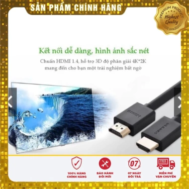 Cáp HDMI Ugreen 2.0 tốc độ cao 0.5-10m Cổng Mạ Vàng 4K - Giá 70.200đ, BH 18 tháng 3 Cáp HDMI Ugreen 2.0 tốc độ cao 0.5-10m Cổng Mạ Vàng 4K - Giá 70.200đ, BH 18 tháng 3