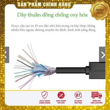 Cáp HDMI Ugreen 2.0 tốc độ cao 0.5-10m Cổng Mạ Vàng 4K - Giá 70.200đ, BH 18 tháng
