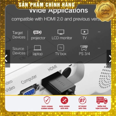 Cáp HDMI Ugreen 2.0 tốc độ cao 0.5-10m Cổng Mạ Vàng 4K - Giá 70.200đ, BH 18 tháng