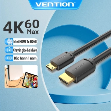 Cáp HDMI Vention Mini HDMI sang HDMI 4K 60Hz nam-nam, tương thích máy ảnh, Laptop, PS5, Switch - Giá chỉ 68.182₫
