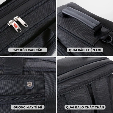 Cặp Học Sinh Trung Học KL205 Đen – Quai Balo, Đeo Vai, Xách Kim Long, Giá 429.000