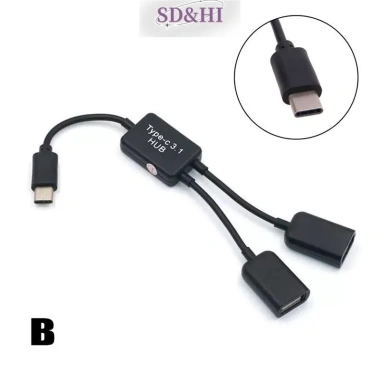 Cáp HUB kép Micro USB và Type C sang 2 cổng OTG - Bộ chia Y cho máy tính bảng Android, PC 10