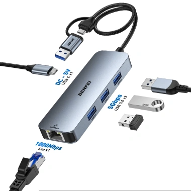 Cáp Hub USB3.0 3 Cổng và LAN 10/100/1.000Mbps BENFEI - Giá 450.000 VND (Giảm từ 576.000 VND) 9