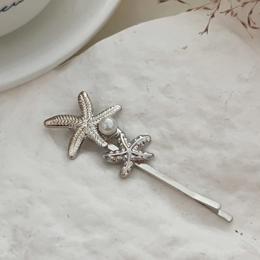Cặp kẹp tóc biển cả hình sao và vỏ sò mạ vàng bạc sang trọng T6 - Giá 60.900 VND