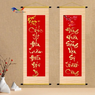 Cặp liễn câu đối Tết 2.026 40x120cm, vải Canvas ART COLORS Giá ưu đãi 314.300₫