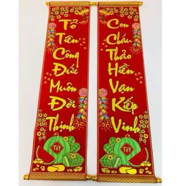 Cặp Liễn Câu Đối Thư Pháp Đỏ - Ý Nghĩa May Mắn, Tài Lộc Năm Mới, Chỉ 275k