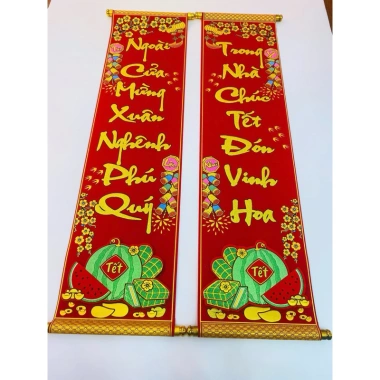Cặp Liễn Câu Đối Thư Pháp Đỏ - Ý Nghĩa May Mắn, Tài Lộc Năm Mới, Chỉ 275k 7