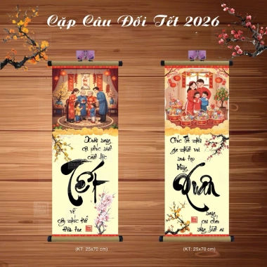 Cặp Liễn Đỏ Thư Pháp Cao Cấp 25x70cm Treo Trang Trí Tết 2.026 - Giá 99.000đ