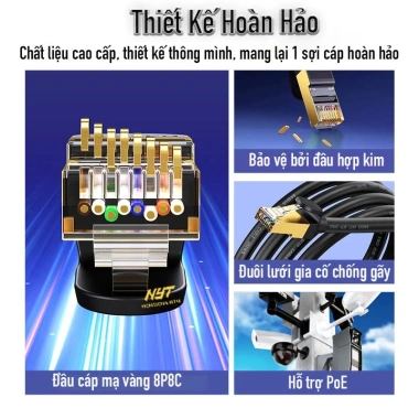 Cáp Mạng Đúc Sẵn Cat7 10Gbps Dây Tròn NYT N27 BH 12T Chính Hãng Giá 59.000