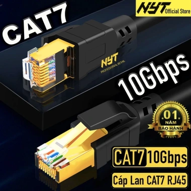 Cáp Mạng Đúc Sẵn Cat7 10Gbps Dây Tròn NYT N27 BH 12T Chính Hãng Giá 59.000 10 Cáp Mạng Đúc Sẵn Cat7 10Gbps Dây Tròn NYT N27 BH 12T Chính Hãng Giá 59.000 10