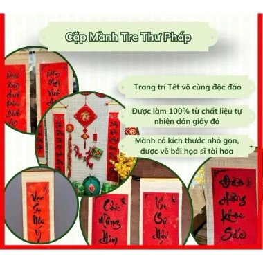 Cặp mành tre câu đối đỏ Thư Pháp - Trang trí Tết, giảm giá 180.000 6