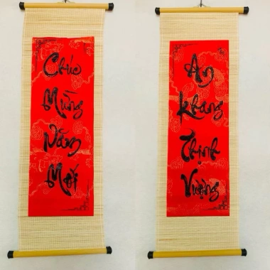 Cặp mành tre câu đối đỏ Thư Pháp - Trang trí Tết, giảm giá 180.000 7