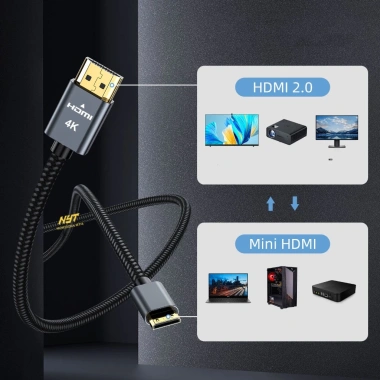 Cáp Mini HDMI ra HDMI 2.0 4K 60Hz Bện Dù Cao Cấp NYT M2H102 - Bảo hành 12 tháng, giá 67.620đ