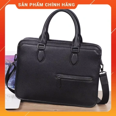 Cặp nam da bò lớp đầu - Túi máy tính công sở A4, thiết kế ngang, giá chỉ 2.09 triệu