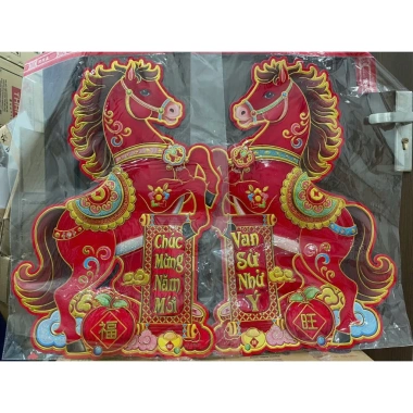 Cặp Ngựa Đỏ Trang Trí Tết 2.026 Decal Cứng In Nổi, Treo Cửa & Tường, Giá ưu đãi 60.000 3