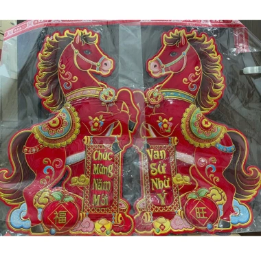 Cặp Ngựa Đỏ Trang Trí Tết 2.026 Decal Cứng In Nổi, Treo Cửa & Tường, Giá ưu đãi 60.000 10