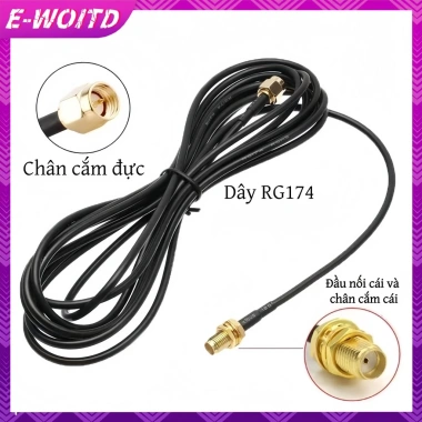 Cáp nối dài RP-SMA sang SMA E-WOITD - Dây đồng trục nam sang nữ cho ăng-ten WiFi, router, thẻ mạng RG174 - Giá 49.500₫ Cáp nối dài RP-SMA sang SMA E-WOITD - Dây đồng trục nam sang nữ cho ăng-ten WiFi, router, thẻ mạng RG174 - Giá 49.500₫