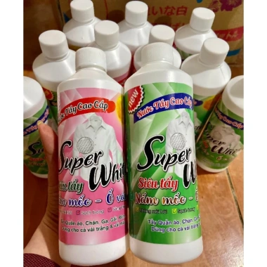 Cặp Nước Tẩy Mốc Super White 500ml - Tẩy Đồ Bẩn Cứng Đầu, Siêu Hiệu Quả, Giá Ưu Đãi 27.900 VND Cặp Nước Tẩy Mốc Super White 500ml - Tẩy Đồ Bẩn Cứng Đầu, Siêu Hiệu Quả, Giá Ưu Đãi 27.900 VND