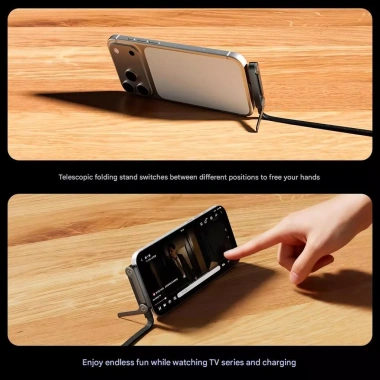 Cáp sạc 2 trong 1 240W Siêu Nhanh và Giá Đỡ Vô Hình, Tương Thích iPhone Samsung Type‑C, Dùng Cho Game, Văn Phòng, Du Lịch Xe Hơi