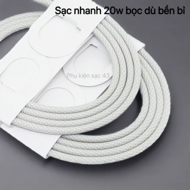 Cáp sạc 20W bọc dù siêu nhanh, tương thích máy từ 7-14, giảm giá 58k - Phụ Kiện Sạc 43 3