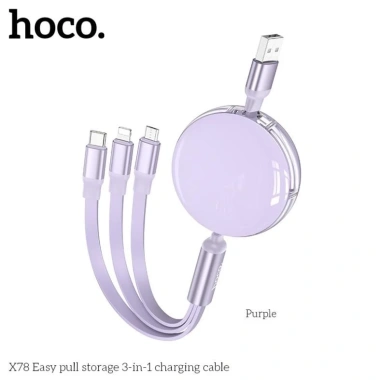 Cáp sạc 3 trong 1 hoco X78 Type C Micro Nightling sạc nhanh 2A dây TPE 1m 4