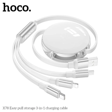 Cáp sạc 3 trong 1 hoco X78 Type C Micro Nightling sạc nhanh 2A dây TPE 1m 6