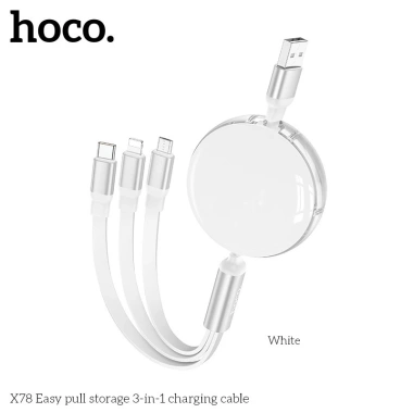 Cáp sạc 3 trong 1 hoco X78 Type C Micro Nightling sạc nhanh 2A dây TPE 1m 7