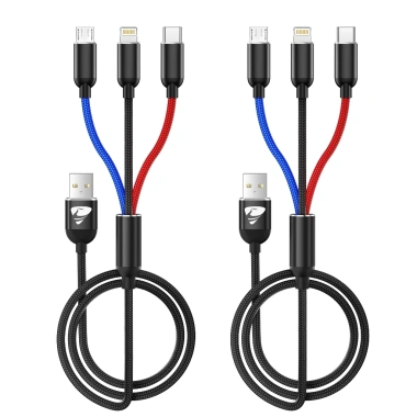 Cáp sạc 3 trong 1 Nylon bện 3.0A nhanh – Micro, USB-C, IP, 1.2m, bền bỉ, giảm giá 59k 10