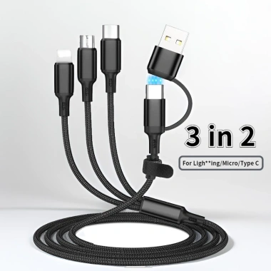 Cáp Sạc 3 Trong 2 Đa Cổng USB A và Type C, Micro USB - Nhiều Dây, Giảm còn 23.980₫