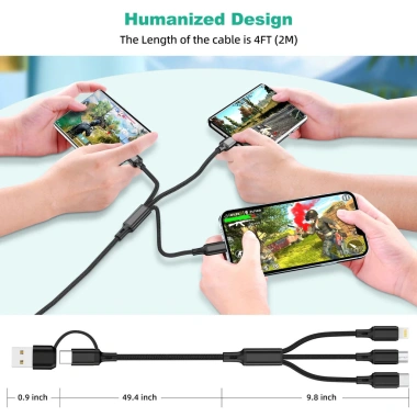 Cáp Sạc 3 Trong 2 Đa Cổng USB A và Type C, Micro USB - Nhiều Dây, Giảm còn 23.980₫ 5