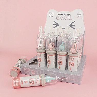 Cáp sạc con mèo cute có lọ đựng chống rối USB to Type C, micro, IP KiKi Shoot 139/140/141 giảm còn 45.000 VND 2