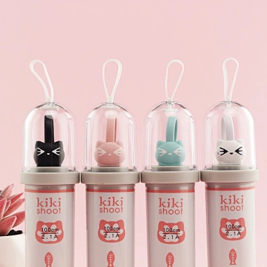 Cáp sạc con mèo cute có lọ đựng chống rối USB to Type C, micro, IP KiKi Shoot 139/140/141 giảm còn 45.000 VND 3