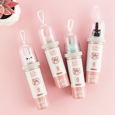Cáp sạc con mèo cute có lọ đựng chống rối USB to Type C, micro, IP KiKi Shoot 139/140/141 giảm còn 45.000 VND 5