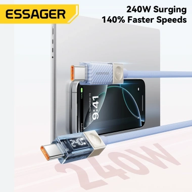 Cáp sạc Essager PD 100W/240W USB-C sang Type-C nhanh cho Samsung Huawei Giá 160.820₫ 3