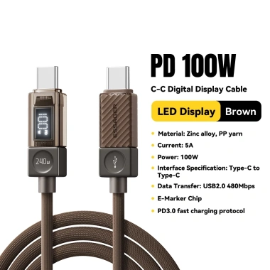 Cáp sạc Essager PD 100W/240W USB-C sang Type-C nhanh cho Samsung Huawei Giá 160.820₫ 10
