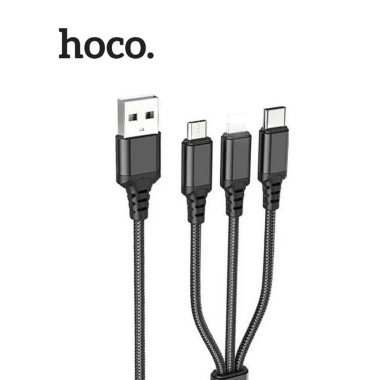 Cáp sạc Hoco X76 3IN1 siêu bền vải dù sạc nhanh 2A chống gập dài 1M Đen 56.800 VND 2