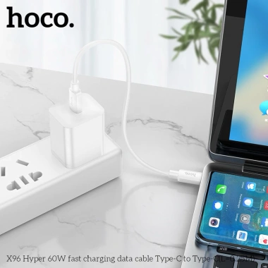 Cáp sạc ngắn 25cm Hoco X96 Hyper Type C-C PD60W/PD27W – Tốc độ nhanh, giá chỉ 27.052₫