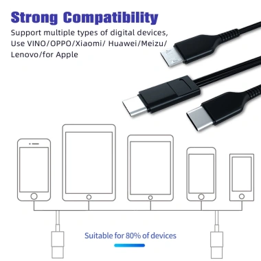 Cáp sạc ngắn Fonken 2 trong 1 USB Type C sang Micro USB iOS - Giá chỉ 58.119 VND