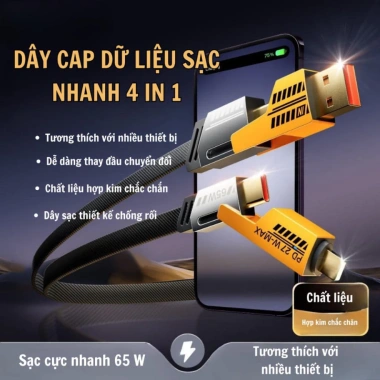 Cáp sạc nhanh 100W bọc dù 3 trong 1 TENZATEK Micro USB Type C 3 cổng 6 Cáp sạc nhanh 100W bọc dù 3 trong 1 TENZATEK Micro USB Type C 3 cổng 6