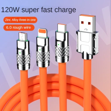 Cáp sạc nhanh 100W bọc dù 3 trong 1 TENZATEK Micro USB Type C 3 cổng