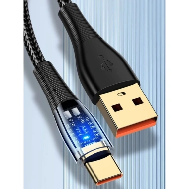 Cáp Sạc Nhanh 100W Đầu Trong Suốt Dây Dù USB to Type C, Type C to Type C 1m Đèn Sáng 4